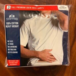 NWOT Pack of 3 Stafford cotton XLT white T-shirts for men. Heavy weight.